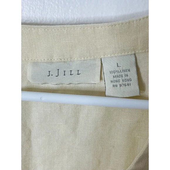 Vtg J Jill Linen Cardigan Sz L Button Woven Butter Yellow Boho Lagenlook Resort - Picture 5 of 9